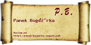 Panek Bogárka névjegykártya